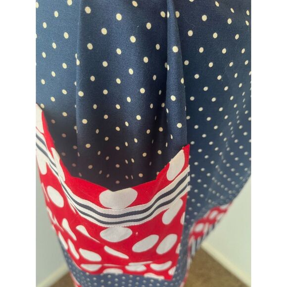 Red, White, & Blue Polkadot Apron with Pocket - Picture 4 of 10